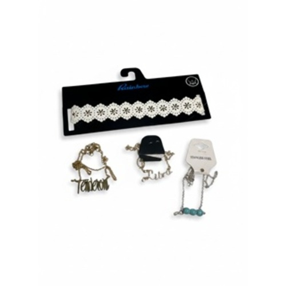 Women Jewelry Bundle Rainbow Lace Choker Libra Tenderoni Nameplate Turquoise Set